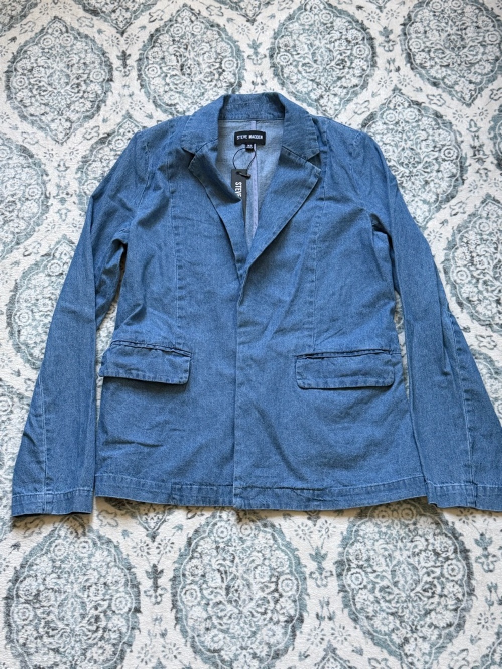 Steve Madden Men's Light Blue Denim Shirt Jacket Blazer